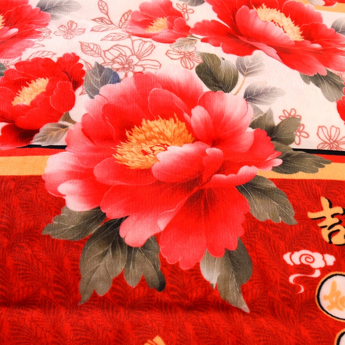 91家纺网 家纺一手货源 找家纺 雨洋2025新款加厚保暖8.5斤牛奶绒金貂婴儿绒四件套 吉祥如意