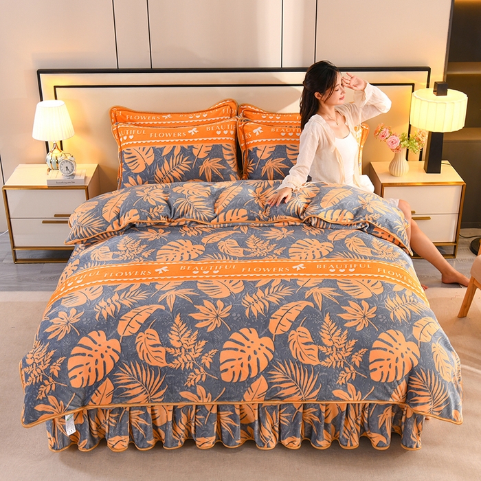 雨洋2025新款加厚保暖8.5斤牛奶绒金貂婴儿绒四件套 秋意