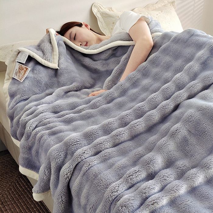 91家纺网 家纺一手货源 找家纺 伊凡毯业 2025新款260克云貂绒毛毯盖毯子直播爆款跑量毛毯 泡泡毯-浅紫