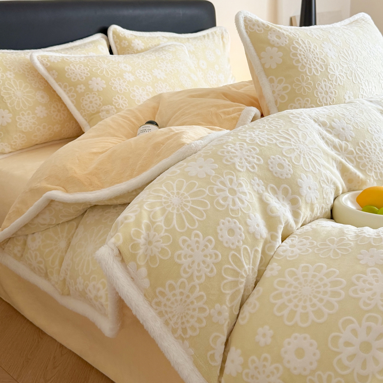 沐棉家居 2025新款高克重立体雕花牛奶绒保暖四件套 曼苏雅