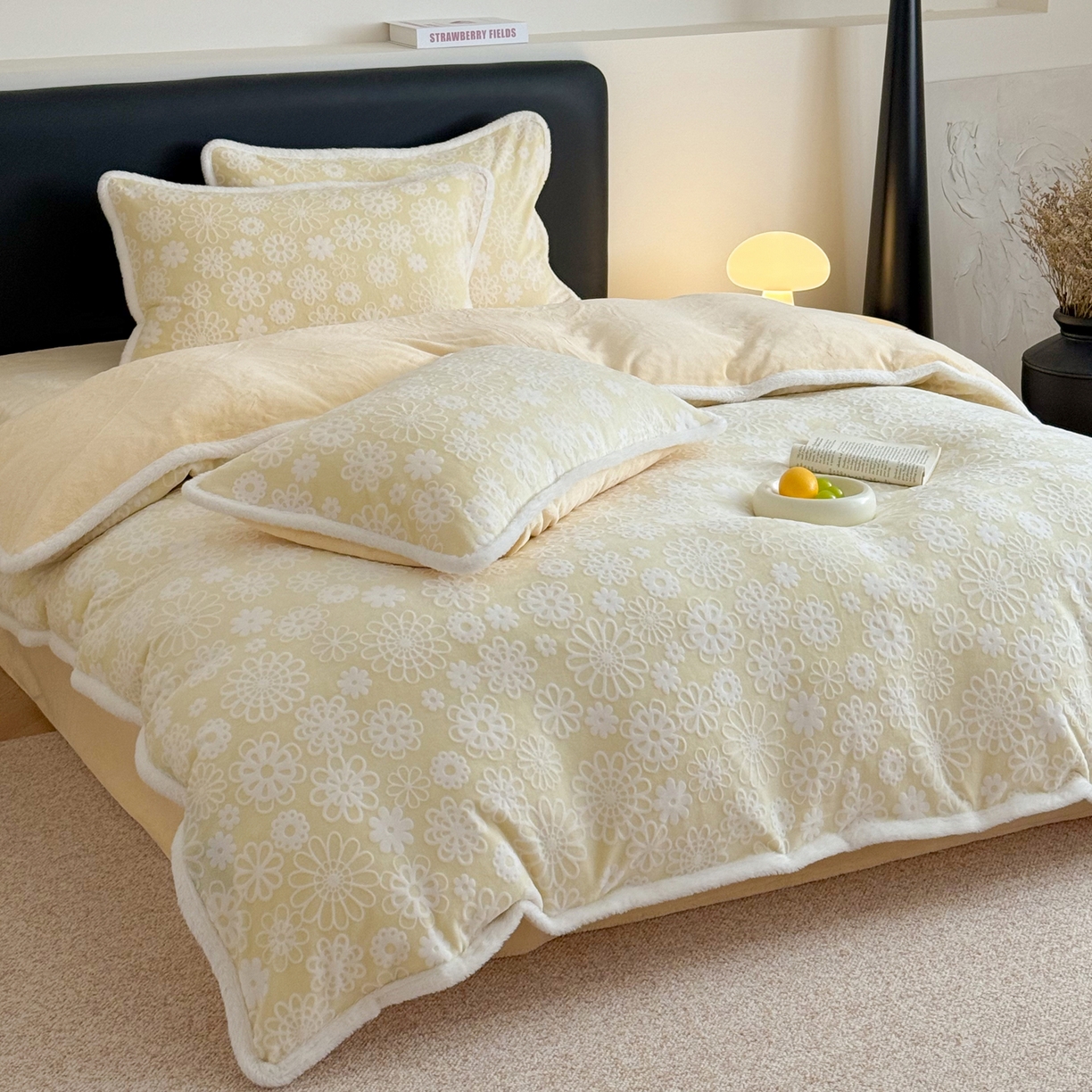 91家纺网 家纺一手货源 找家纺 沐棉家居 2025新款高克重立体雕花牛奶绒保暖四件套 曼苏雅