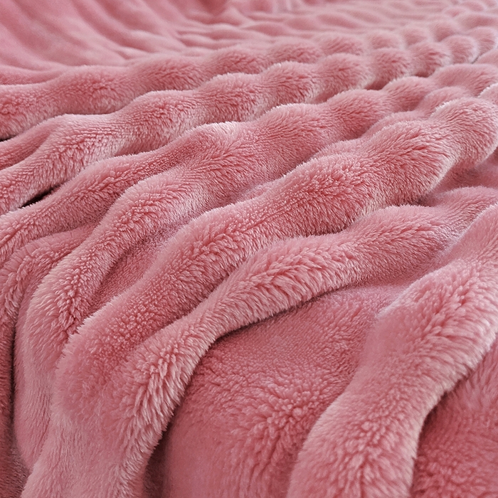 91家纺网 家纺一手货源 找家纺 伊凡毯业 2025新款260克云貂绒毛毯盖毯子直播爆款跑量毛毯 泡泡毯-粉色