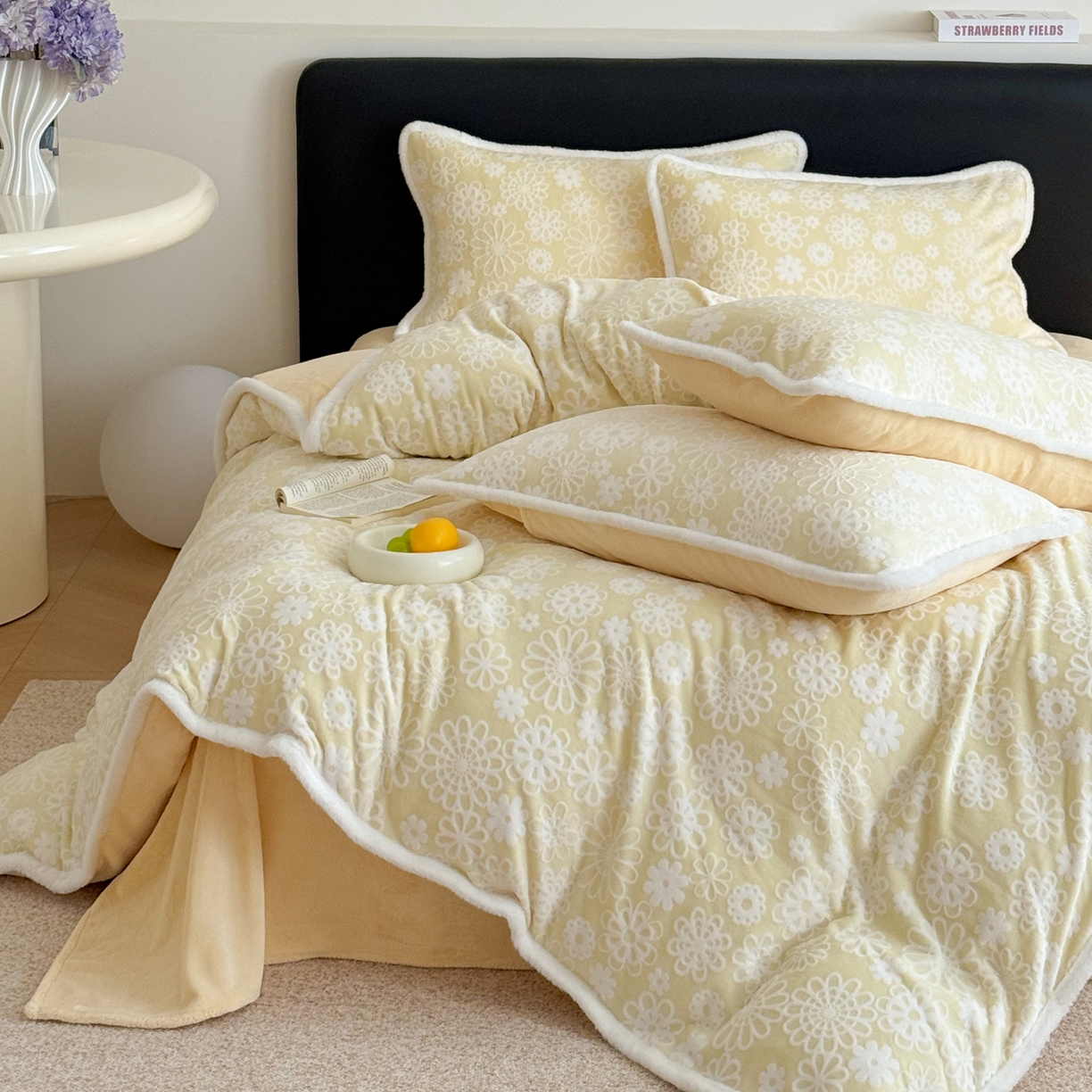 91家纺网 家纺一手货源 找家纺 沐棉家居 2025新款高克重立体雕花牛奶绒保暖四件套 曼苏雅