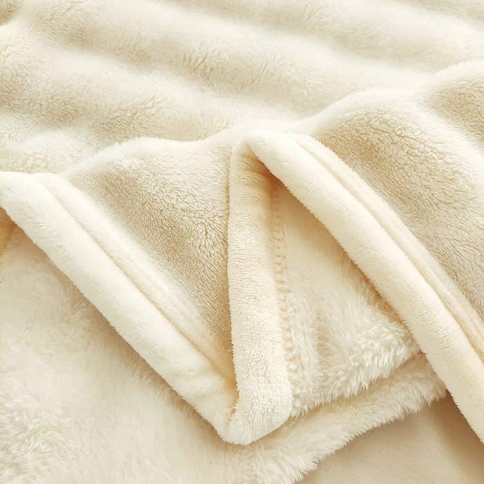91家纺网 家纺一手货源 找家纺 伊凡毯业 2025新款260克云貂绒毛毯盖毯子直播爆款跑量毛毯 泡泡毯-米白