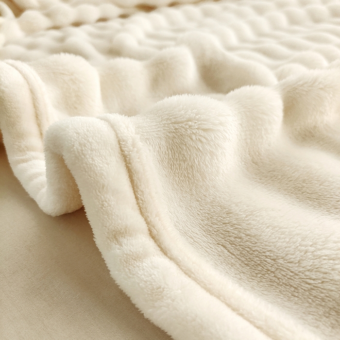 91家纺网 家纺一手货源 找家纺 伊凡毯业 2025新款260克云貂绒毛毯盖毯子直播爆款跑量毛毯 泡泡毯-米白
