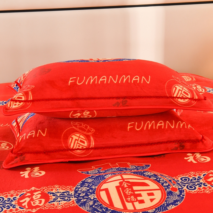 91家纺网 家纺一手货源 找家纺 雨洋2025新款加厚保暖8.5斤牛奶绒金貂婴儿绒四件套 全家福