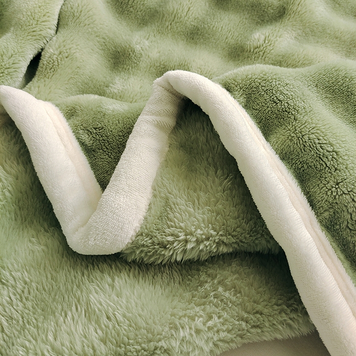 91家纺网 家纺一手货源 找家纺 伊凡毯业 2025新款260克云貂绒毛毯盖毯子直播爆款跑量毛毯 泡泡毯-抹茶绿