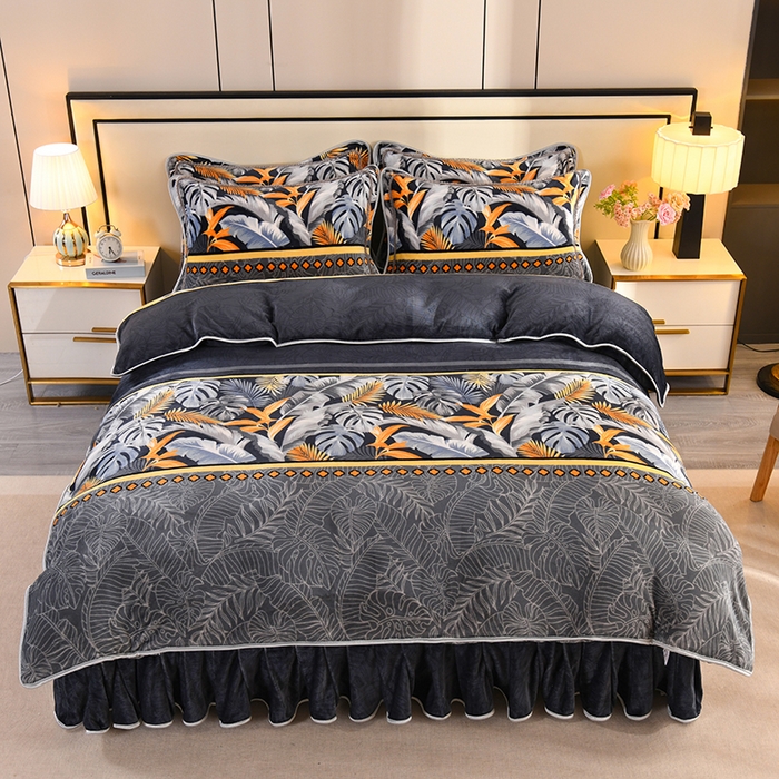 91家纺网 家纺一手货源 找家纺 雨洋2025新款加厚保暖8.5斤牛奶绒金貂婴儿绒四件套 休闲时光