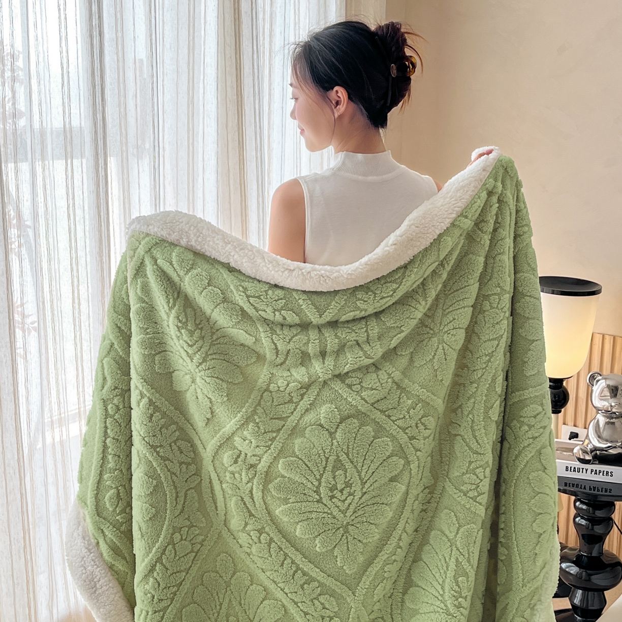 91家纺网 家纺一手货源 找家纺 （总）欧邦 2025新款提塔芙绒绒羊羔绒毛毯-繁花