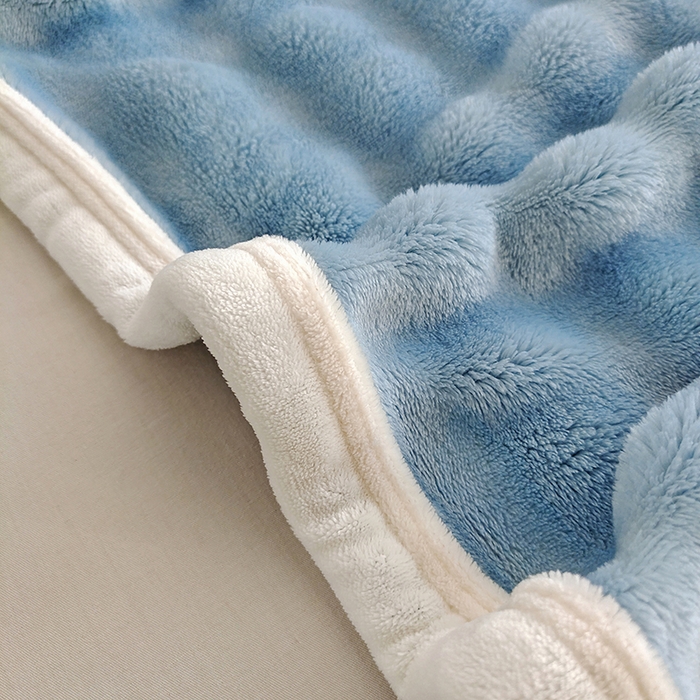 91家纺网 家纺一手货源 找家纺 伊凡毯业 2025新款260克云貂绒毛毯盖毯子直播爆款跑量毛毯 泡泡毯-湛蓝