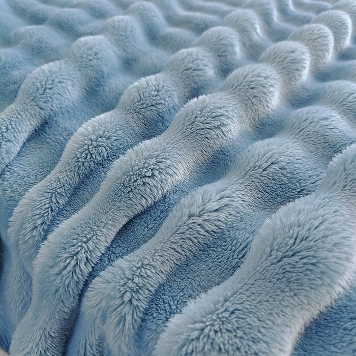 91家纺网 家纺一手货源 找家纺 伊凡毯业 2025新款260克云貂绒毛毯盖毯子直播爆款跑量毛毯 泡泡毯-湛蓝