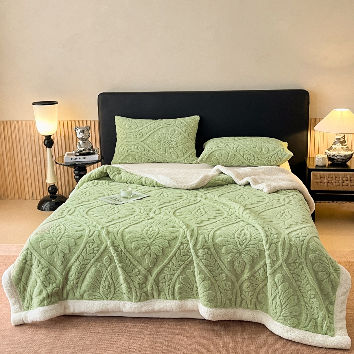 91家纺网 家纺一手货源 找家纺 （总）欧邦 2025新款提塔芙绒绒羊羔绒毛毯-繁花