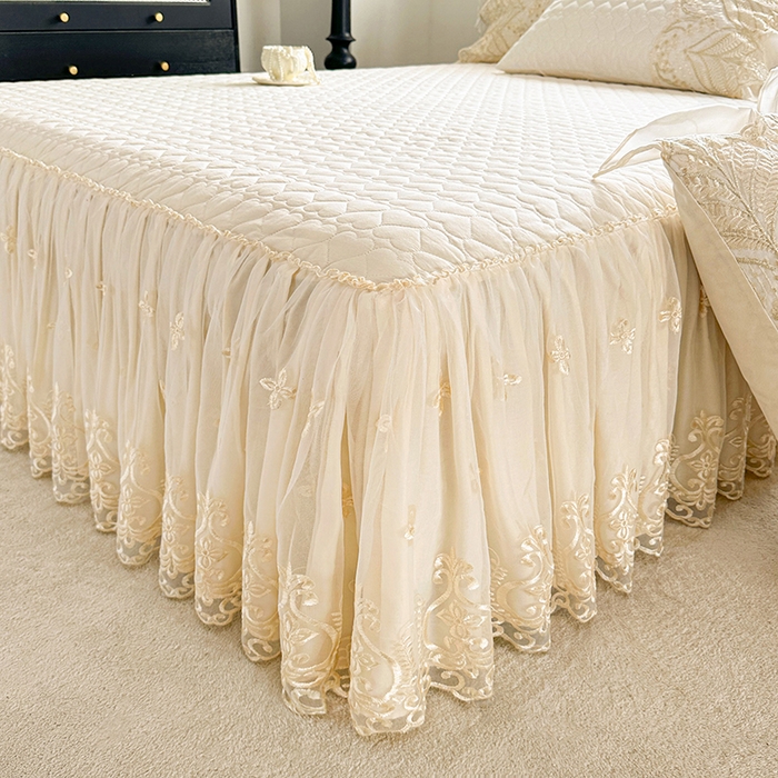 91家纺网 家纺一手货源 找家纺 （总）罗艺轩 2025新款全棉纯棉蕾丝刺绣琉璃单床裙床裙单件（1.5m控价135起、1.8m控价140起、1.8*2.2m控价145起、2.0m控价150起）