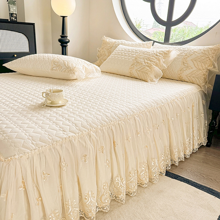 91家纺网 家纺一手货源 找家纺 （总）罗艺轩 2025新款全棉纯棉蕾丝刺绣琉璃单床裙床裙单件（1.5m控价135起、1.8m控价140起、1.8*2.2m控价145起、2.0m控价150起）