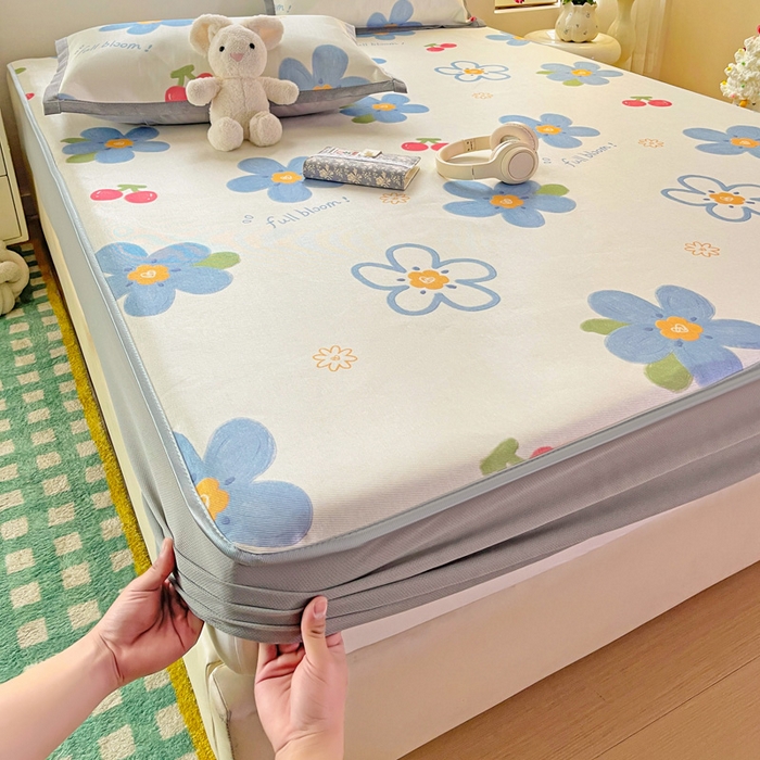 （总）金盛纺 2025新款A类数码印花冰丝席-床笠款