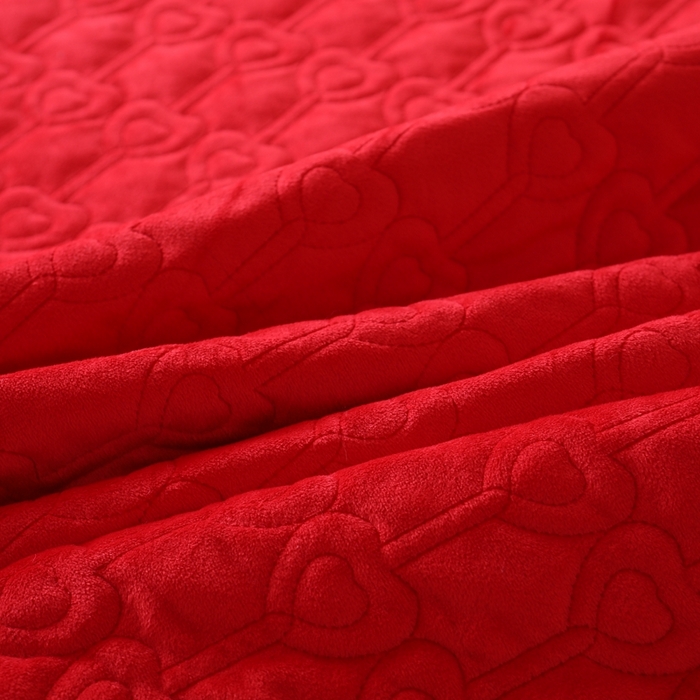 91家纺网 家纺一手货源 找家纺 怡源梦 2025新款A类牛奶绒夹棉床笠三件套-甜心公主系列 大红色