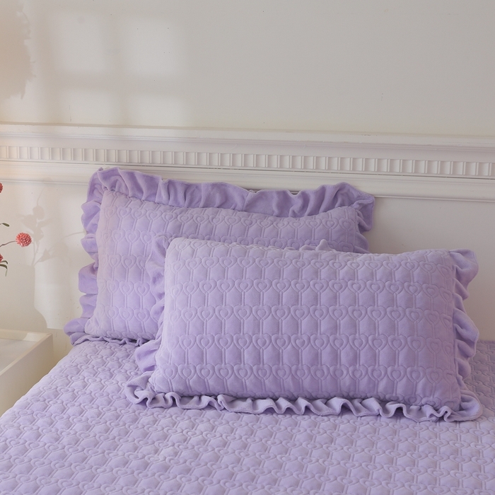 91家纺网 家纺一手货源 找家纺 怡源梦 2025新款A类牛奶绒夹棉床笠三件套-甜心公主系列 紫色