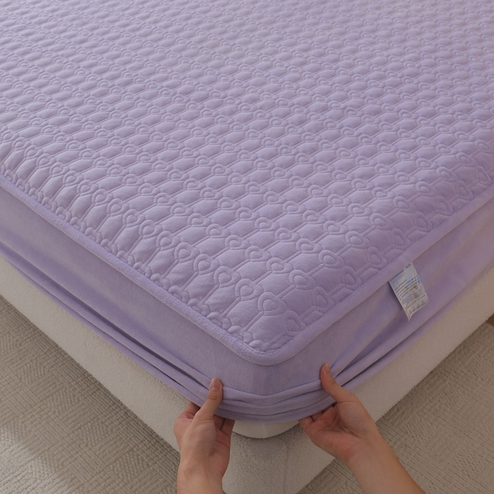 91家纺网 家纺一手货源 找家纺 怡源梦 2025新款A类牛奶绒夹棉床笠三件套-甜心公主系列 紫色