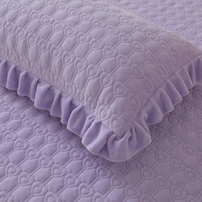 91家纺网 家纺一手货源 找家纺 怡源梦 2025新款A类牛奶绒夹棉床笠三件套-甜心公主系列 紫色