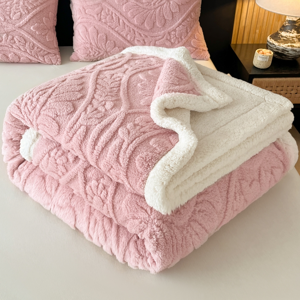 91家纺网 家纺一手货源 找家纺 （总）欧邦 2025新款提塔芙绒绒羊羔绒毛毯-繁花