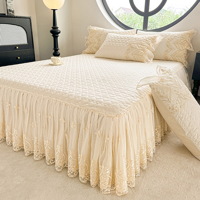 罗艺轩 2025新款全棉纯棉蕾丝刺绣琉璃单床裙床裙单件（1.5m控价135起、1.8m控价140起、1.8*2.2m控价145起、2.0m控价150起） 琉璃-奶白