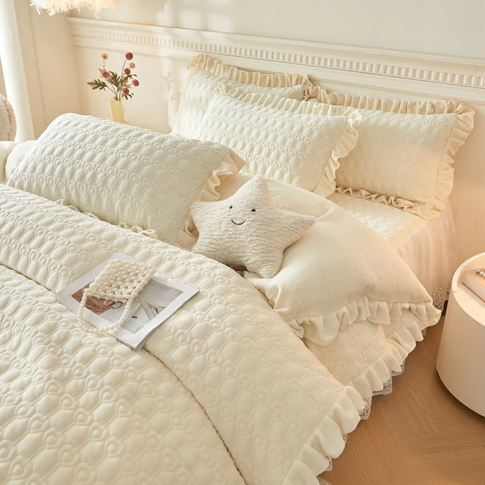 91家纺网 家纺一手货源 找家纺 （总）怡源梦 2025新款牛奶绒床裙四件套-甜心公主系列