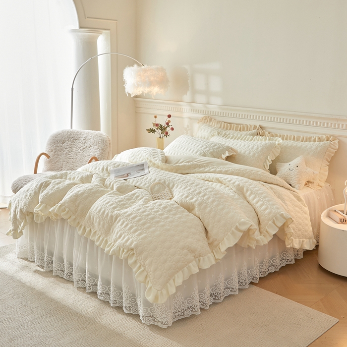 91家纺网 家纺一手货源 找家纺 （总）怡源梦 2025新款牛奶绒床裙四件套-甜心公主系列
