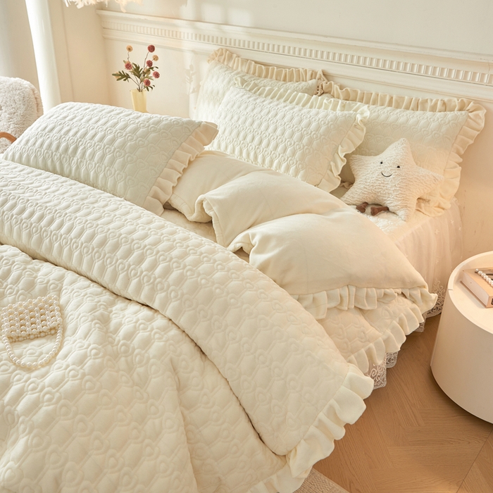 91家纺网 家纺一手货源 找家纺 （总）怡源梦 2025新款牛奶绒床裙四件套-甜心公主系列