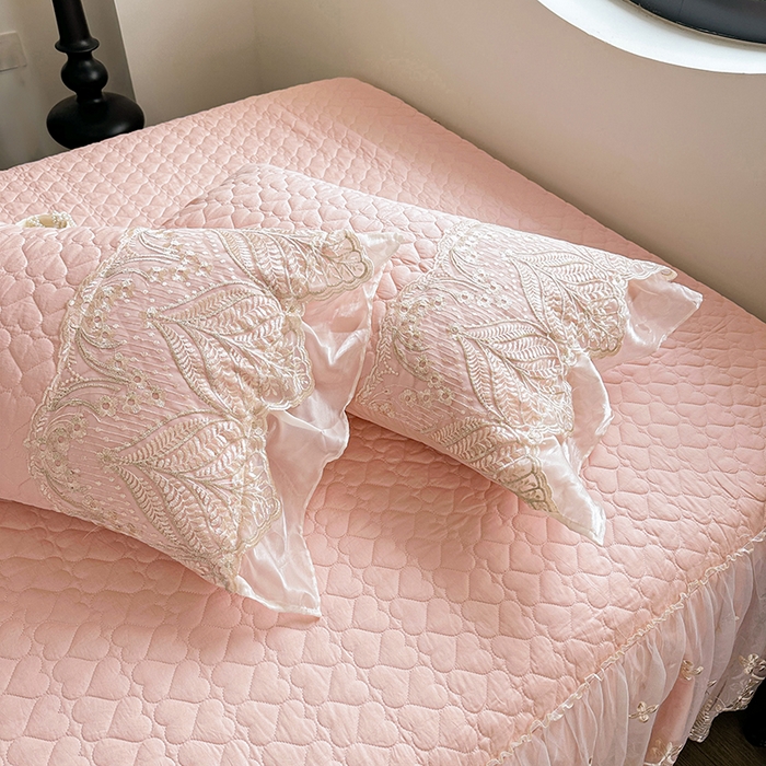 91家纺网 家纺一手货源 找家纺 罗艺轩 2025新款全棉纯棉蕾丝刺绣琉璃单床裙床裙单件（1.5m控价135起、1.8m控价140起、1.8*2.2m控价145起、2.0m控价150起） 琉璃-粉