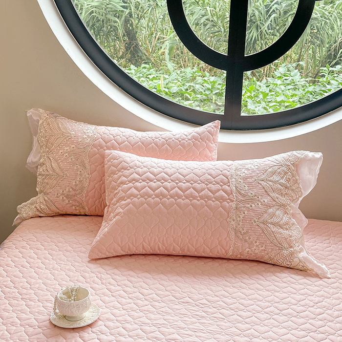 91家纺网 家纺一手货源 找家纺 罗艺轩 2025新款全棉纯棉蕾丝刺绣琉璃单床裙床裙单件（1.5m控价135起、1.8m控价140起、1.8*2.2m控价145起、2.0m控价150起） 琉璃-粉