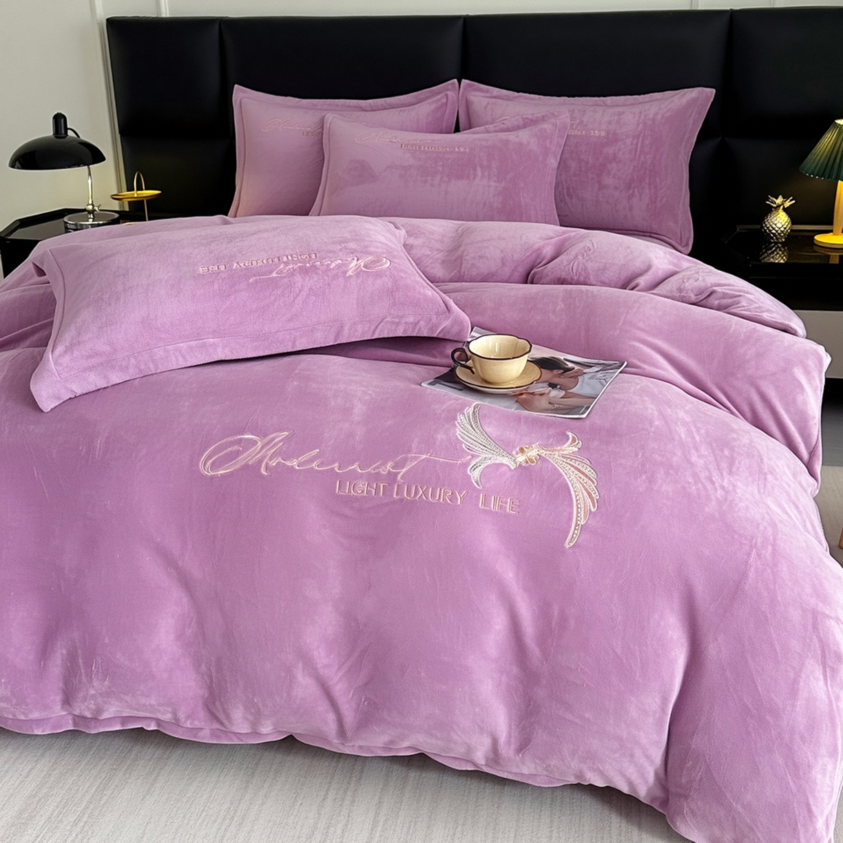 91家纺网 家纺一手货源 找家纺 （总）悦织湾家纺 2025新款牛奶绒纯色刺绣四件套-宽镜