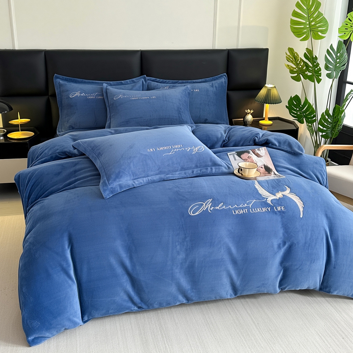 91家纺网 家纺一手货源 找家纺 （总）悦织湾家纺 2025新款牛奶绒纯色刺绣四件套-宽镜