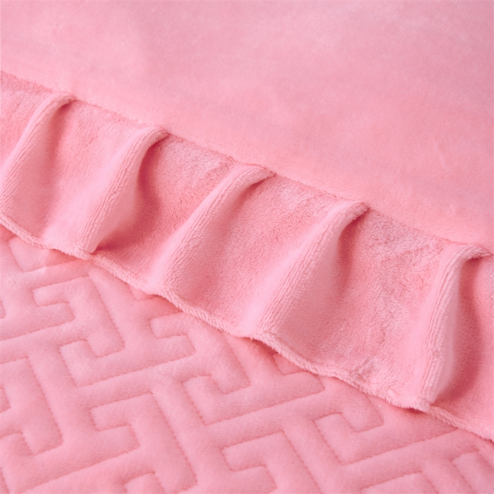 91家纺网 家纺一手货源 找家纺 （总）畅畅家纺 2025新款11斤纯色韩版冬季超柔加厚牛奶花边床盖四件套