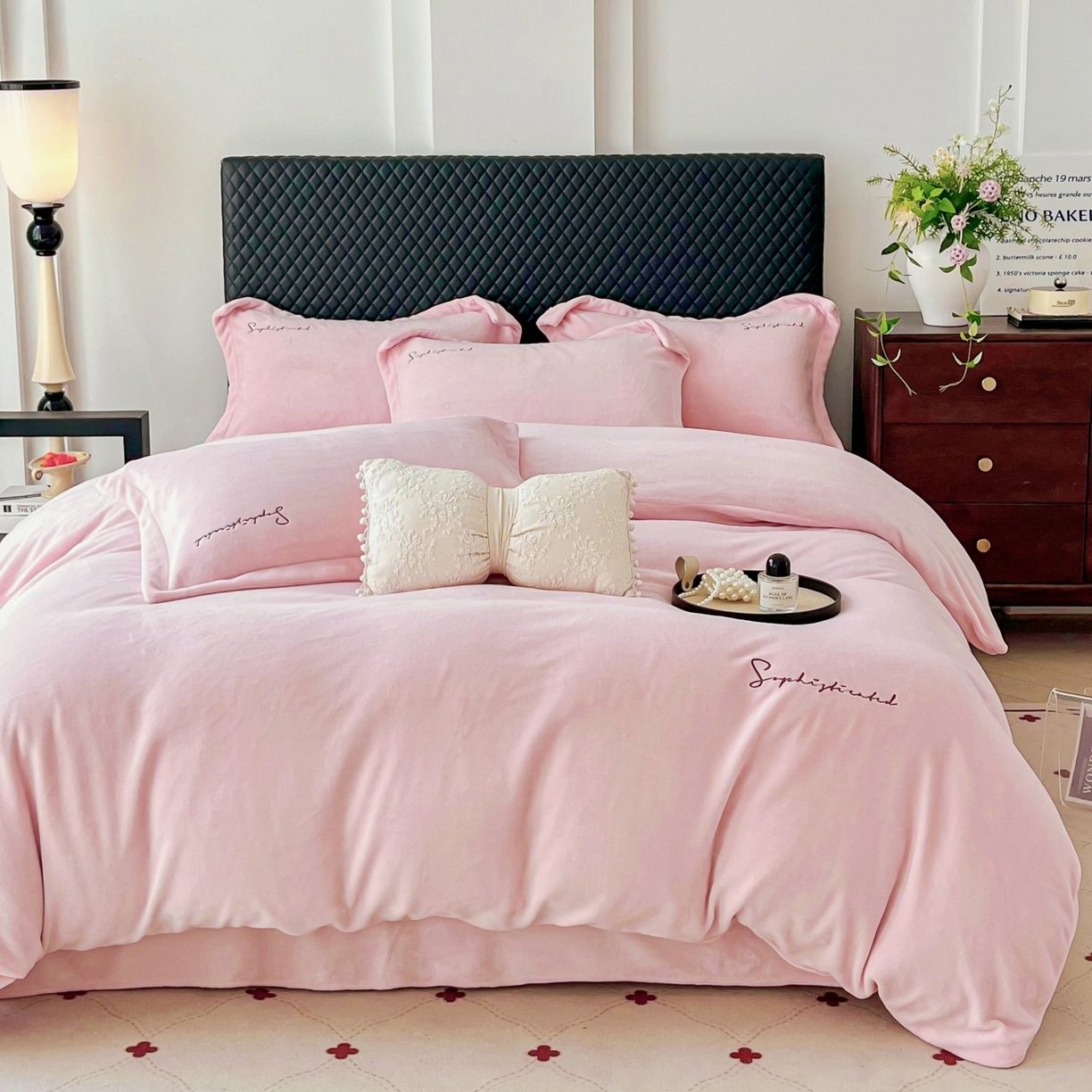 91家纺网 家纺一手货源 找家纺 庭笙 2025新款加厚牛奶绒8斤/9斤纯色蓄热保暖四件套-米莱 米莱-粉