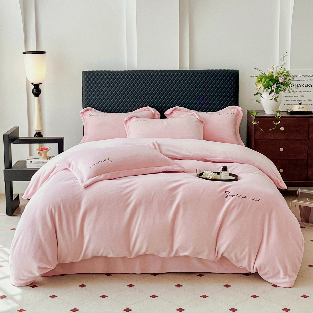 91家纺网 家纺一手货源 找家纺 庭笙 2025新款加厚牛奶绒8斤/9斤纯色蓄热保暖四件套-米莱 米莱-粉