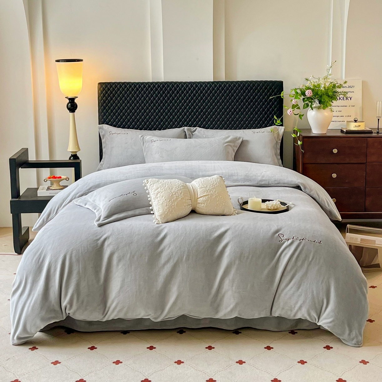 91家纺网 家纺一手货源 找家纺 庭笙 2025新款加厚牛奶绒8斤/9斤纯色蓄热保暖四件套-米莱 米莱-灰