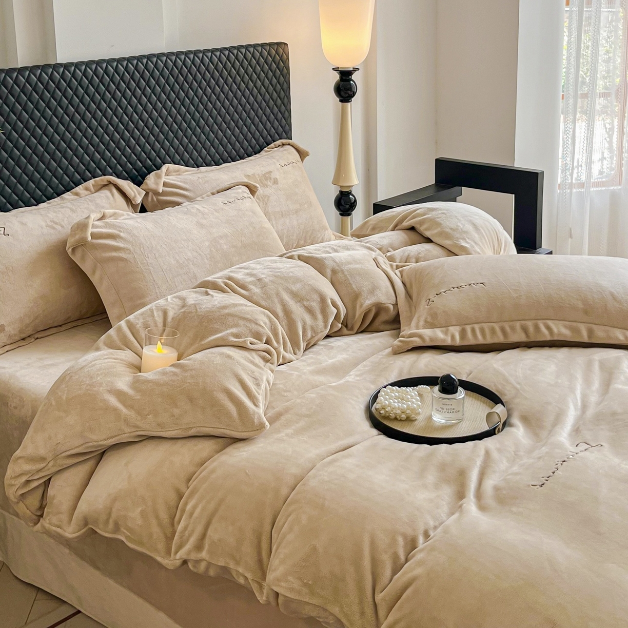 91家纺网 家纺一手货源 找家纺 庭笙 2025新款加厚牛奶绒8斤/9斤纯色蓄热保暖四件套-米莱 米莱-咖