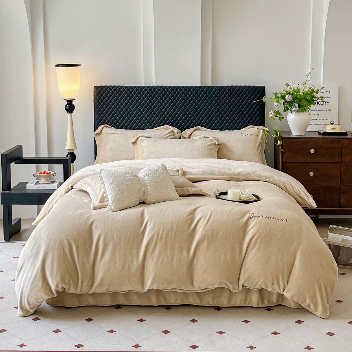 91家纺网 家纺一手货源 找家纺 庭笙 2025新款加厚牛奶绒8斤/9斤纯色蓄热保暖四件套-米莱 米莱-咖