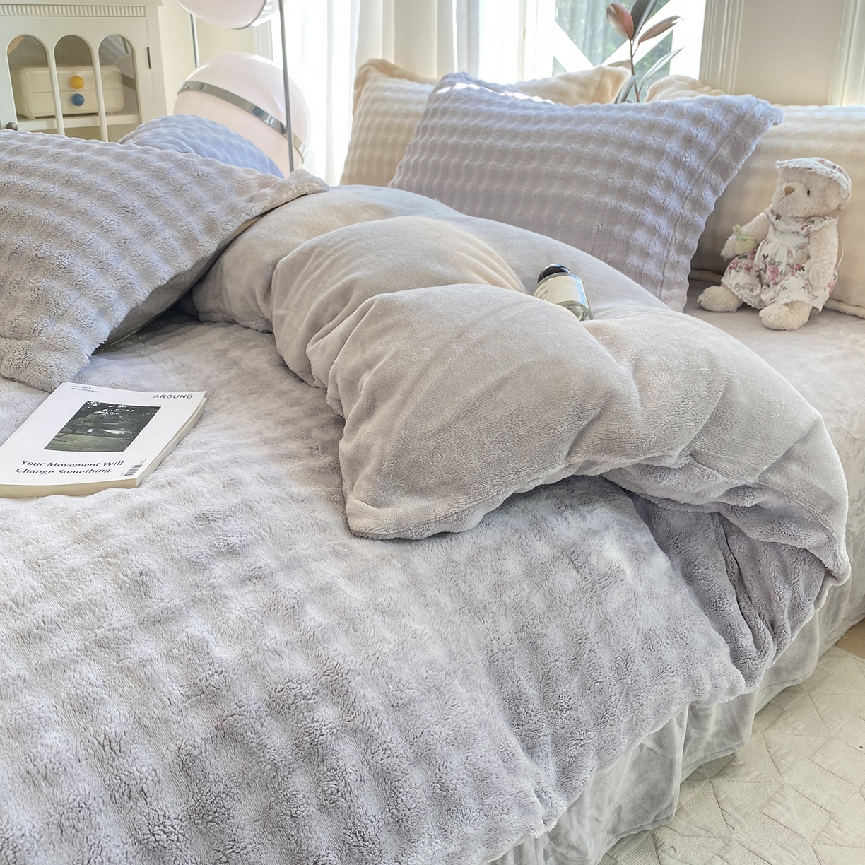 91家纺网 家纺一手货源 找家纺 悦织湾家纺 2025新款泡泡绒仿兔毛绒四件套牛奶绒纯色轻奢床上用品4件套货源足 泡泡绒-高级灰