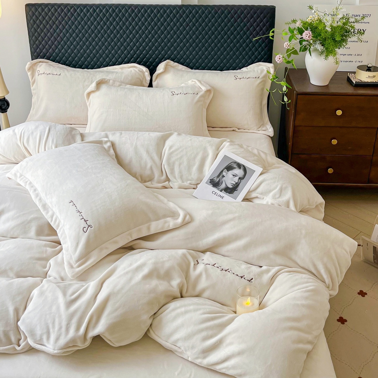 91家纺网 家纺一手货源 找家纺 庭笙 2025新款加厚牛奶绒8斤/9斤纯色蓄热保暖四件套-米莱 米莱-米