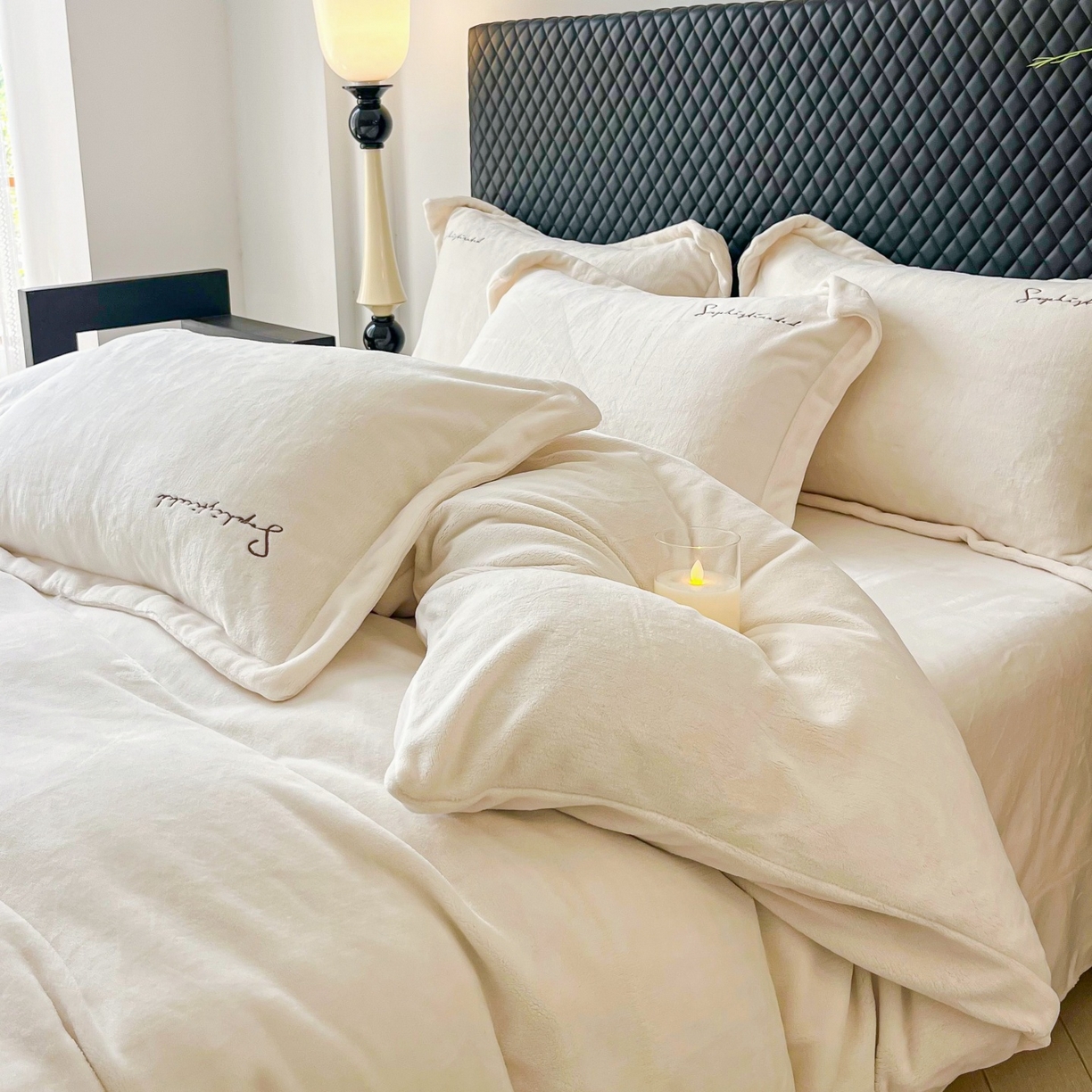 91家纺网 家纺一手货源 找家纺 庭笙 2025新款加厚牛奶绒8斤/9斤纯色蓄热保暖四件套-米莱 米莱-米