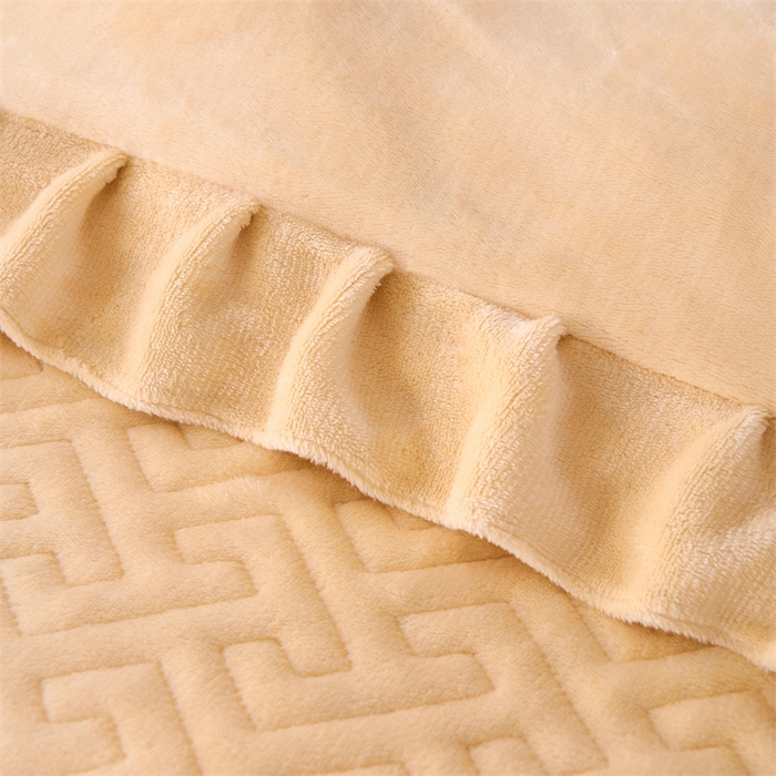 91家纺网 家纺一手货源 找家纺 畅畅家纺 2025新款11斤纯色韩版冬季超柔加厚牛奶花边床盖四件套 布丁黄