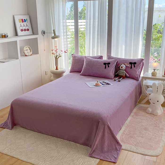 91家纺网 家纺一手货源 找家纺 （总）茉礼 2025新款心动蝴蝶结A类加厚牛奶绒四件套毛巾绣四件套