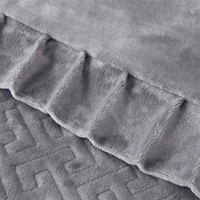 91家纺网 家纺一手货源 找家纺 畅畅家纺 2025新款11斤纯色韩版冬季超柔加厚牛奶花边床盖四件套 浅灰