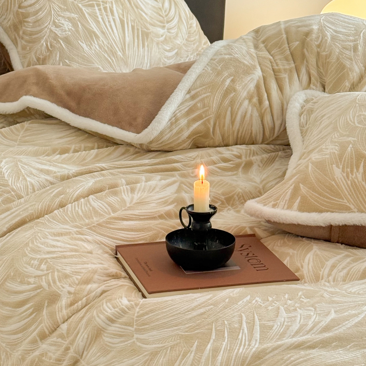 91家纺网 家纺一手货源 找家纺 沐棉家居 2025新款高克重立体雕花牛奶绒保暖四件套 热带雨林