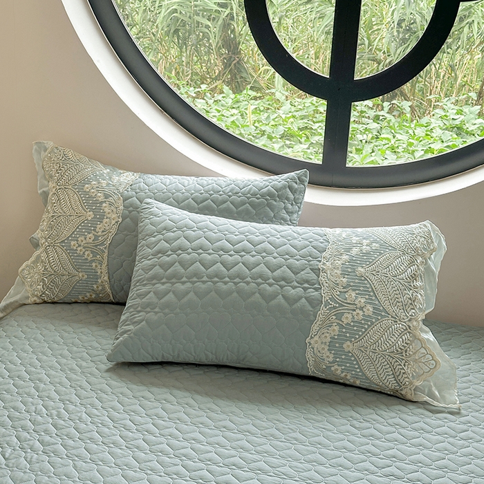 91家纺网 家纺一手货源 找家纺 罗艺轩 2025新款全棉纯棉蕾丝刺绣琉璃单床裙床裙单件（1.5m控价135起、1.8m控价140起、1.8*2.2m控价145起、2.0m控价150起） 琉璃-豆绿