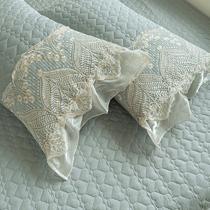 91家纺网 家纺一手货源 找家纺 罗艺轩 2025新款全棉纯棉蕾丝刺绣琉璃单床裙床裙单件（1.5m控价135起、1.8m控价140起、1.8*2.2m控价145起、2.0m控价150起） 琉璃-豆绿