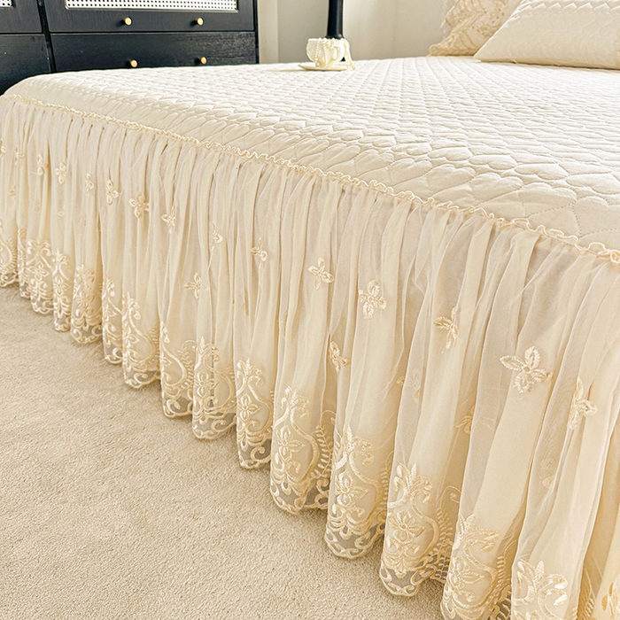 91家纺网 家纺一手货源 找家纺 罗艺轩 2025新款全棉纯棉蕾丝刺绣琉璃床裙四件套（1.5m控价288起、1.8m控价293起、1.8m加大控价303起、1.8*2.2m控价298起、1.8*2.2m加大控价308起、2.0m控价3