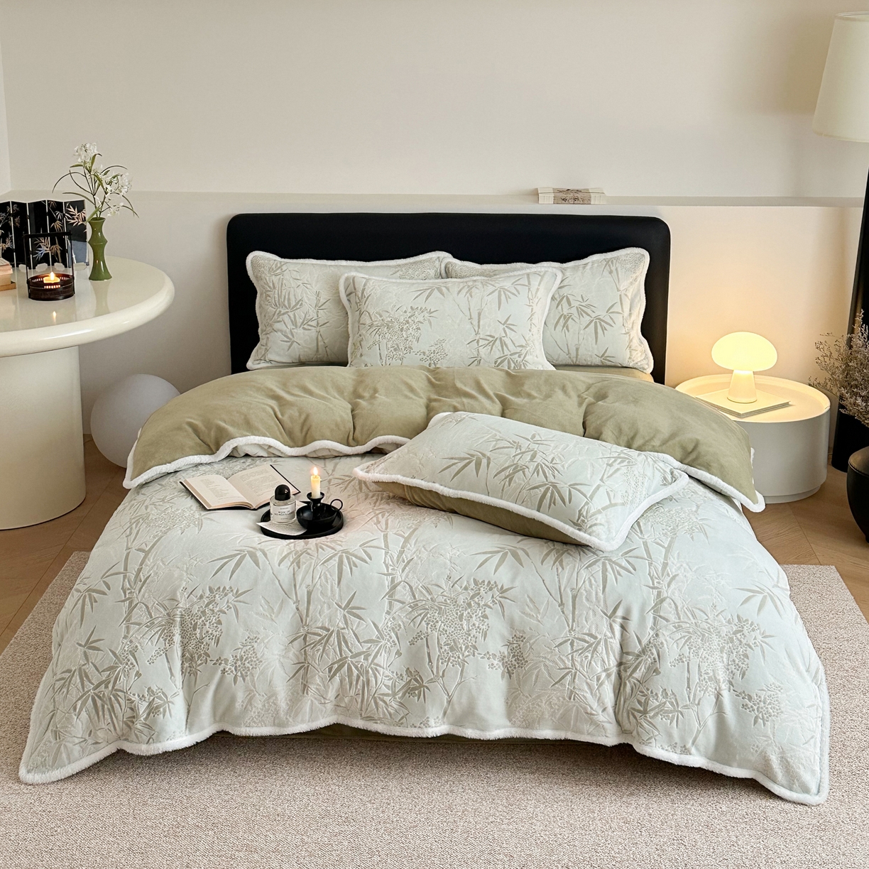 91家纺网 家纺一手货源 找家纺 沐棉家居 2025新款高克重立体雕花牛奶绒保暖四件套 雅致