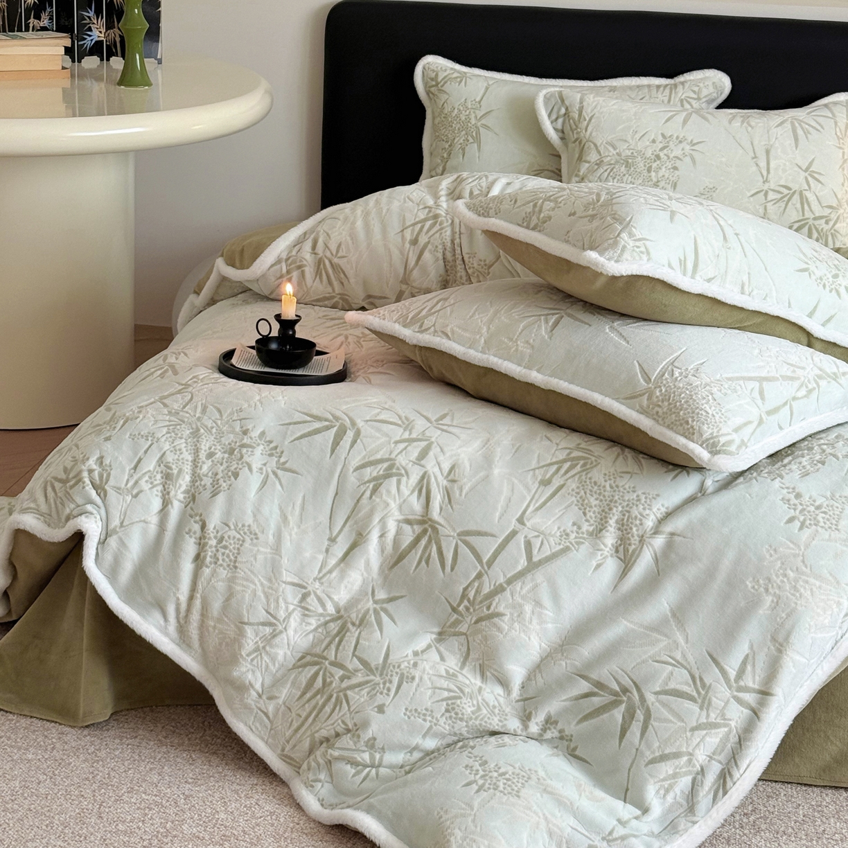 91家纺网 家纺一手货源 找家纺 沐棉家居 2025新款高克重立体雕花牛奶绒保暖四件套 雅致